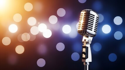 retro microphone on abstract background