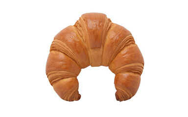 Golden brown croissant pastry breakfast isolated on a transparent background