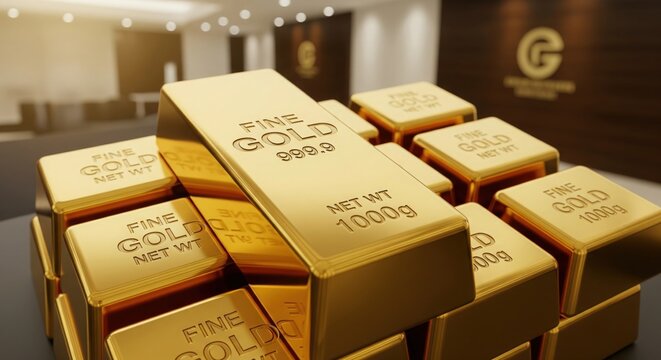 Clean Gold Bullion Stack for Financial Advertising and Investment Concepts