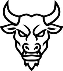 Angry Bull Head Profile Icon for Sport Mascot or Stock Market Bullish Concept.