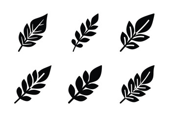 Fototapeta premium set of food curry leaf silhouette icon vector illustration isolated on white background