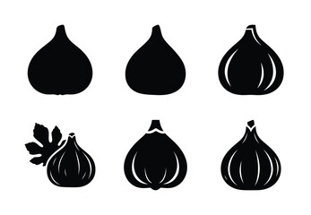 set of food fig silhouette icon vector illustration isolated on white background
