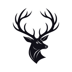 Naklejka premium reindeer antlers attached silhouette logo vector line art logo design