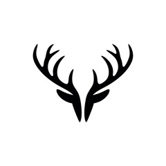 reindeer antlers attached silhouette logo vector line art logo design