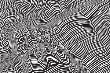 Abstract Wavy Line Op Art Pattern in Black and White