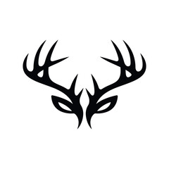 reindeer antlers attached silhouette logo vector line art logo design