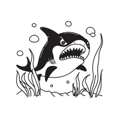 Vector illustration of a Angry Cartoon Shark 