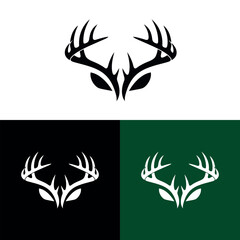 reindeer antlers attached silhouette logo vector line art logo design