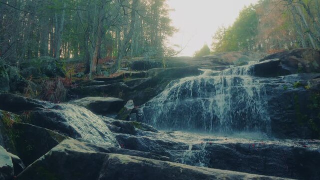 Glendale Falls, fed by the waters of Glendale Brook, cascades over 150 feet of rock ledges before joining the Middle Branch of the Westfield River. This stunning natural wonder is located in a protect