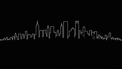 Sleek white skyline silhouette against a dark night sky, representing modern urban architecture.