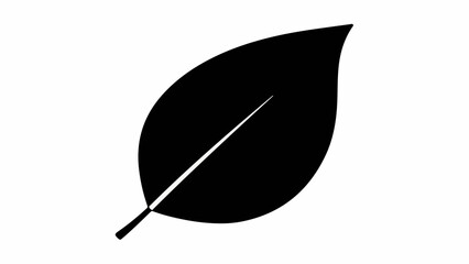 Simple black silhouette of a single leaf on a clean white background.