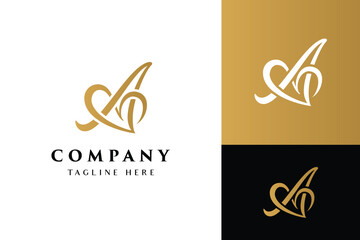 Luxury Letter A Logo with Heart Symbol