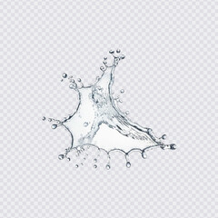 Fototapeta premium Dynamic crystal-clear water splash with realistic droplets and ripples. A high-quality liquid effect perfect for refreshing beverage designs.