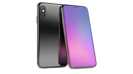 3D illustration of a smart mobile phone with a blank blue screen display isolated on a white background representing modern digital communication technology and business smartphone design