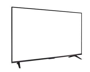 Blank flat screen TV isolated on white background.