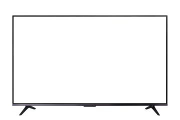 Blank flat screen TV isolated on white background.