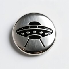 metal ufo button on white
