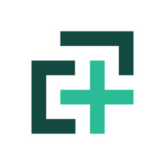 Obraz premium Teal Geometric Interlocking Plus Logo Vector