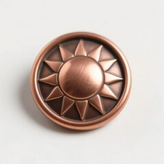 metal sun button isolated
