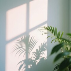 window with palm leaves