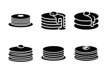 set of food pancake stack silhouette icon vector illustration isolated on white background