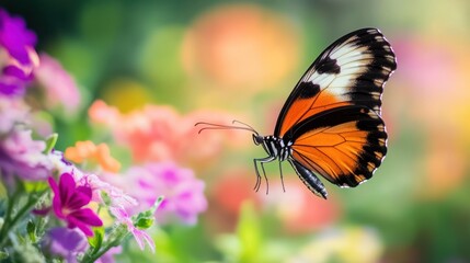 Naklejka premium Vibrant Butterfly in a Colorful Garden