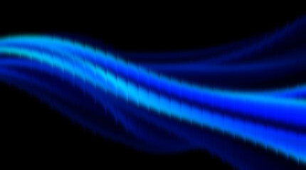 Abstract Blue Light Wave on Black Background with Futuristic Digital Flow