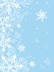 Winter background. Snowflakes on a blue background. Vector illustration.