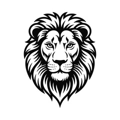 Majestic lion head illustration on white background