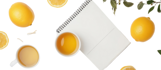 January fresh start Japanese lifestyle items with planner and accessories on transparent background