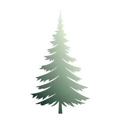 Obraz premium Silhouette of a green pine tree with gradient fill on black evergreen conifer
