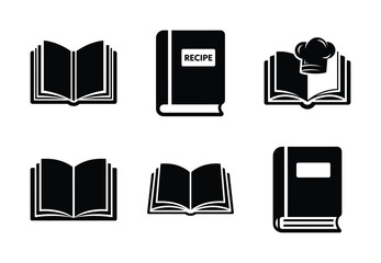 set of food recipe book silhouette icon vector illustration isolated on white background