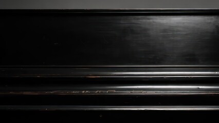 Close-up shot of a worn, dark wooden surface with horizontal layers and subtle textures