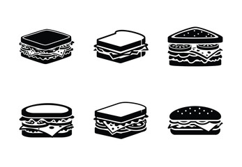 set of food sandwich silhouette icon vector illustration isolated on white background