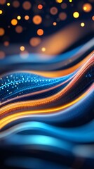 Abstract futuristic technology background with flowing blue and orange light trails