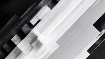 Obraz premium Dynamic abstract composition with bold black and white blocks.