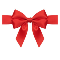 Red bow ribbon isolated on white and PNG transparent background with clipping path, decorative design element