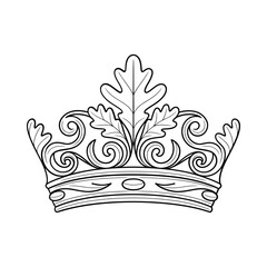 Royal crown with oak leaves and swirls