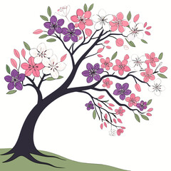 Colorful tree with pink purple and white flowers pink flowers
