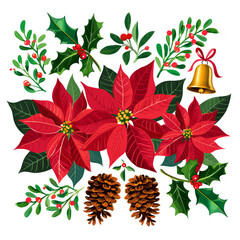 Christmas Holiday Clip Art Set with Festive Winter Elements.