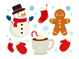 Christmas Holiday Clip Art Set with Festive Winter Elements.