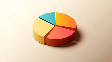Fototapeta premium 2D Isometric Icon of a Pie Chart with Business Data