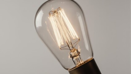 Fototapeta premium Close-up of a vintage-style Edison light bulb with glowing filaments.