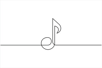  Music note continuous one line art drawing of vector style, line art musical symbol illustration