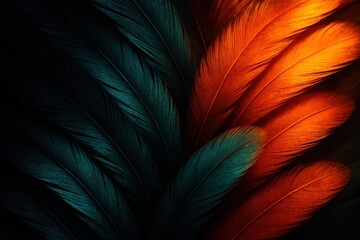 Obraz premium Abstract Feather Texture Dark Color Background with Soft Organic Pattern