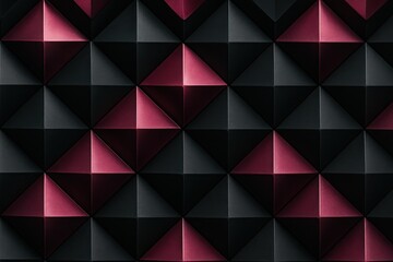 Obraz premium Black Pink Dark Geometric Triangle Pattern with Faceted Lowpoly Texture