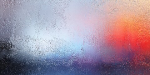 Textured surface exhibits a vibrant gradient of cool blues and warm reds
