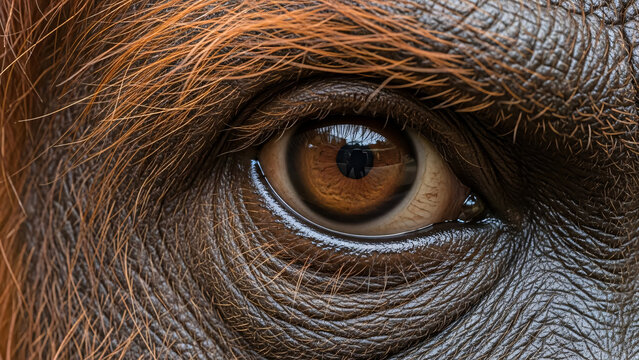 Orangutan Eye Close-Up: Primate Wisdom