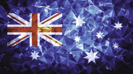 Australian flag with geometric polygonal design and star patterns
