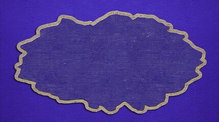Blue fabric placemat with scalloped gold border on purple background